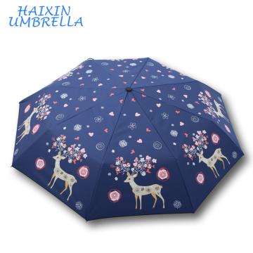 Atacado Forte À Prova de Vento Pára-Sol Moda Chuva Criança Guarda-chuva Dos Cervos Padrão Personagem de Desenho Animado Guarda-chuva Personalizado Impresso